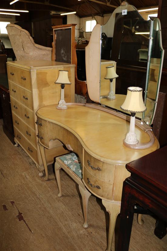 5 drawer chest, matching dressing table & stool